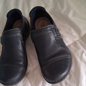 Clarks Navy Blue Leather Slip-On Shoes